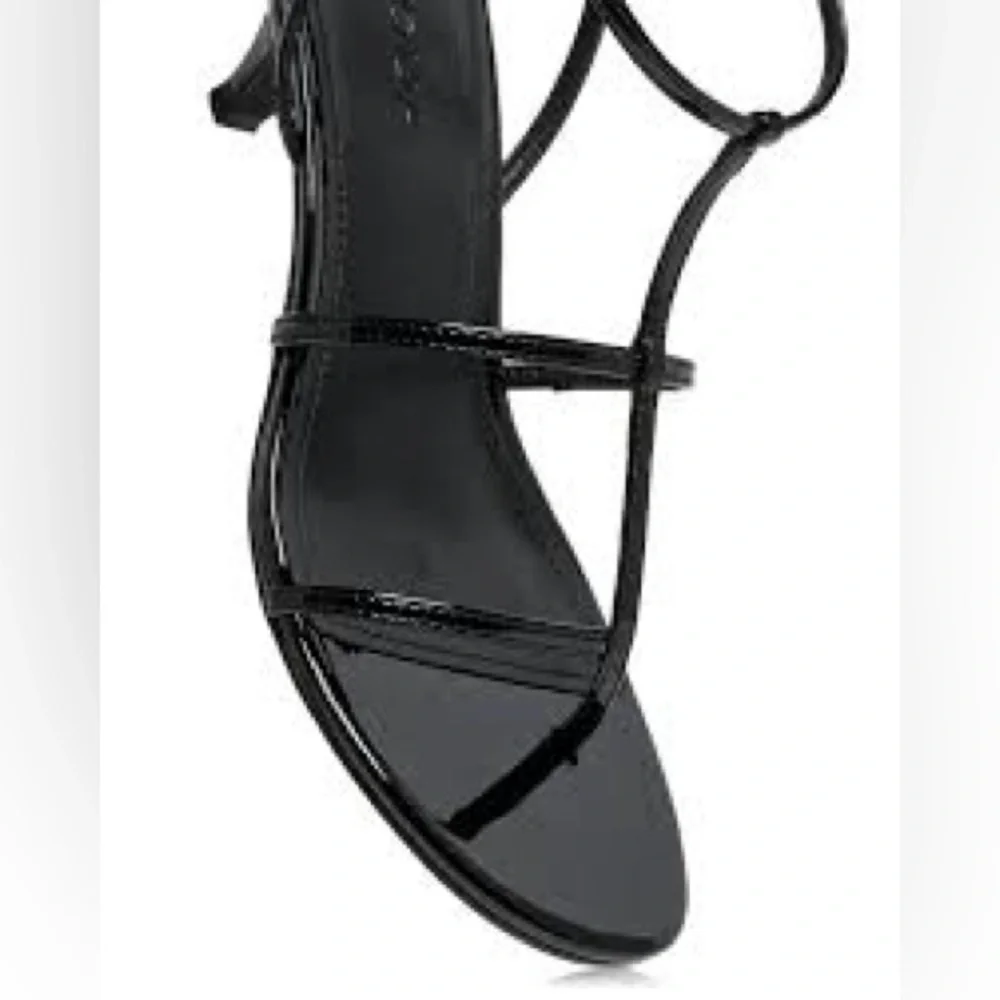 Aqua Tomas Strappy Sandals, Black Patent, Size 8.5